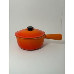 Le Creuset 16 Saucepan Lid Flame Orange Enameled Cast Iron Vintage France Hollow